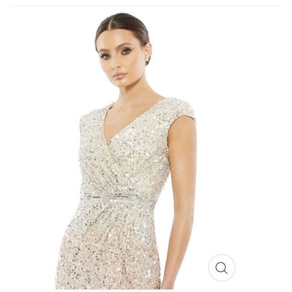 Mac Duggal Sz 8 Ombre Sequined Maxi Fishtail Evening Gown Dress Bridal Prom NWT - Picture 3 of 12